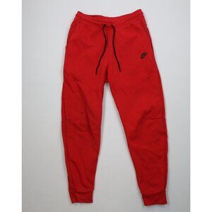 Nike Tech Fleece Mens Size Medium Spell Out Cuffed Sweatpants Joggers Pants Red